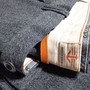 Dockers Men’s Slim Herringbone Jeans in Denim Blue with Orange Trim